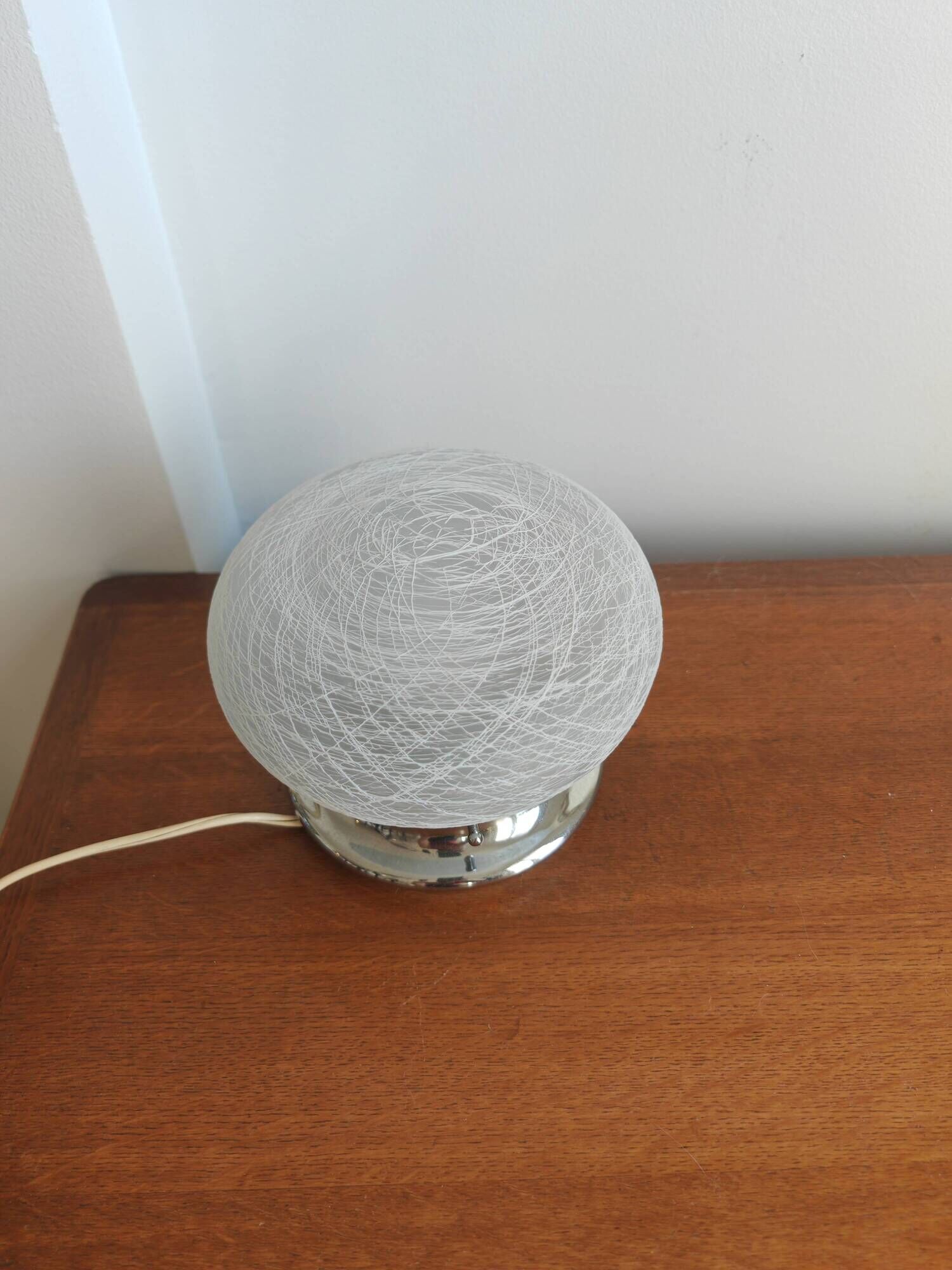 Vintage Space Age Mushroom Lamp – Textured Glass & Chrome (1970s)