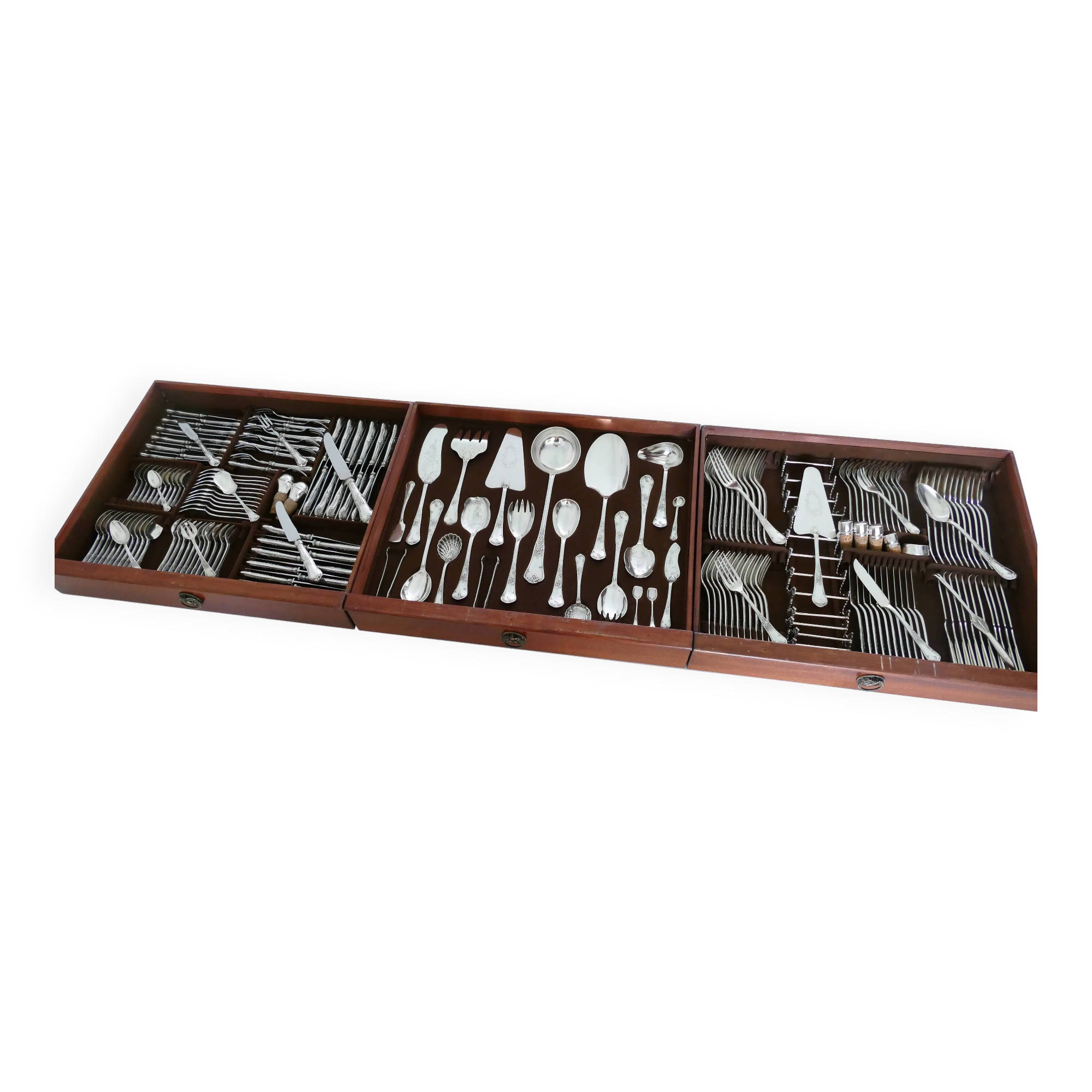 Orfevrerie Wiskemann - Extensive Silver Plated Cutlery Set - 209-piece/12-pax - "N.14 Louis XV"