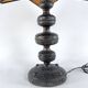 Monumental brutalist thick glass and metal table lamp by Longobard. Italy 1