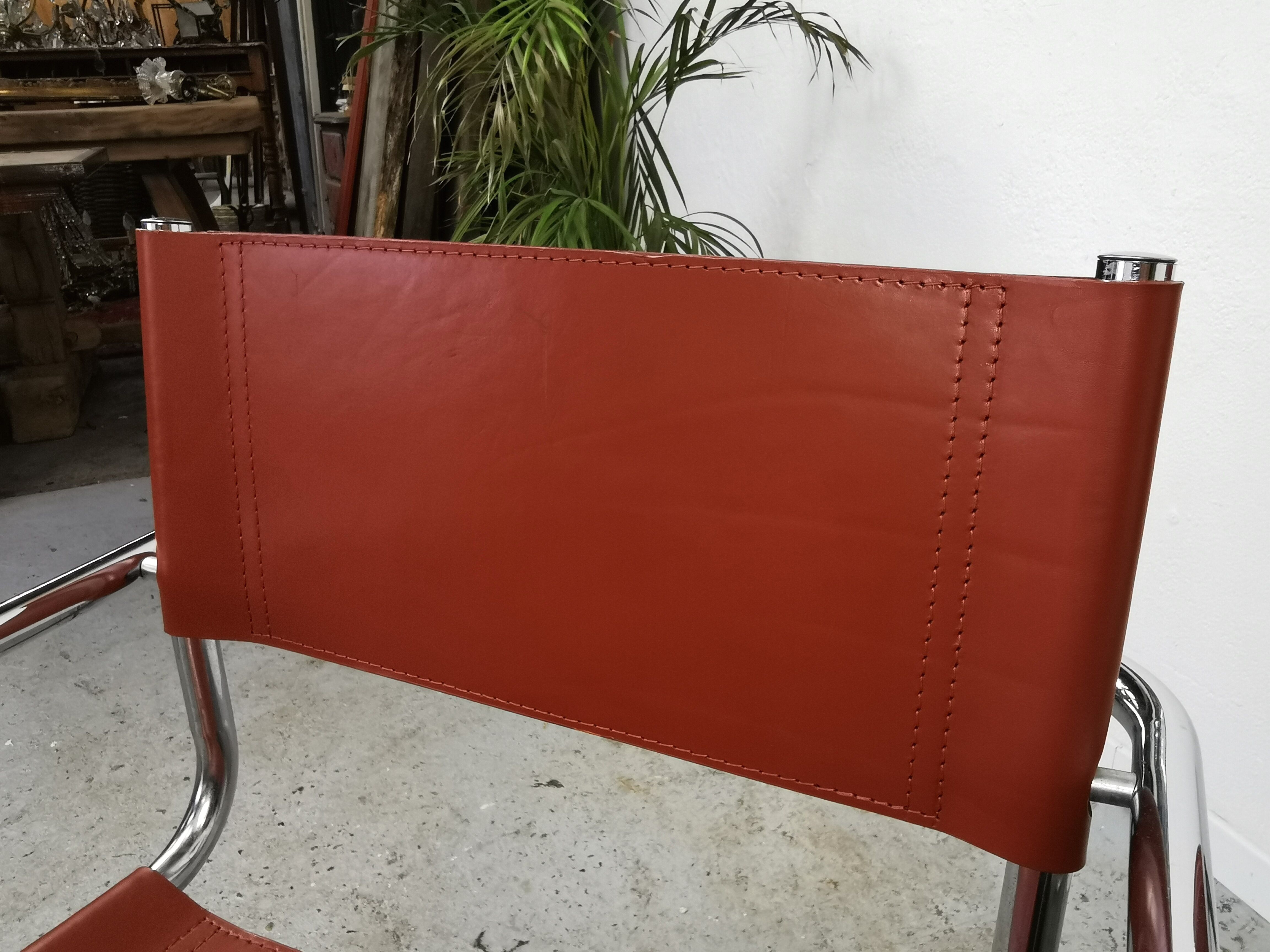 Vintage bauhaus leather and chrome chair