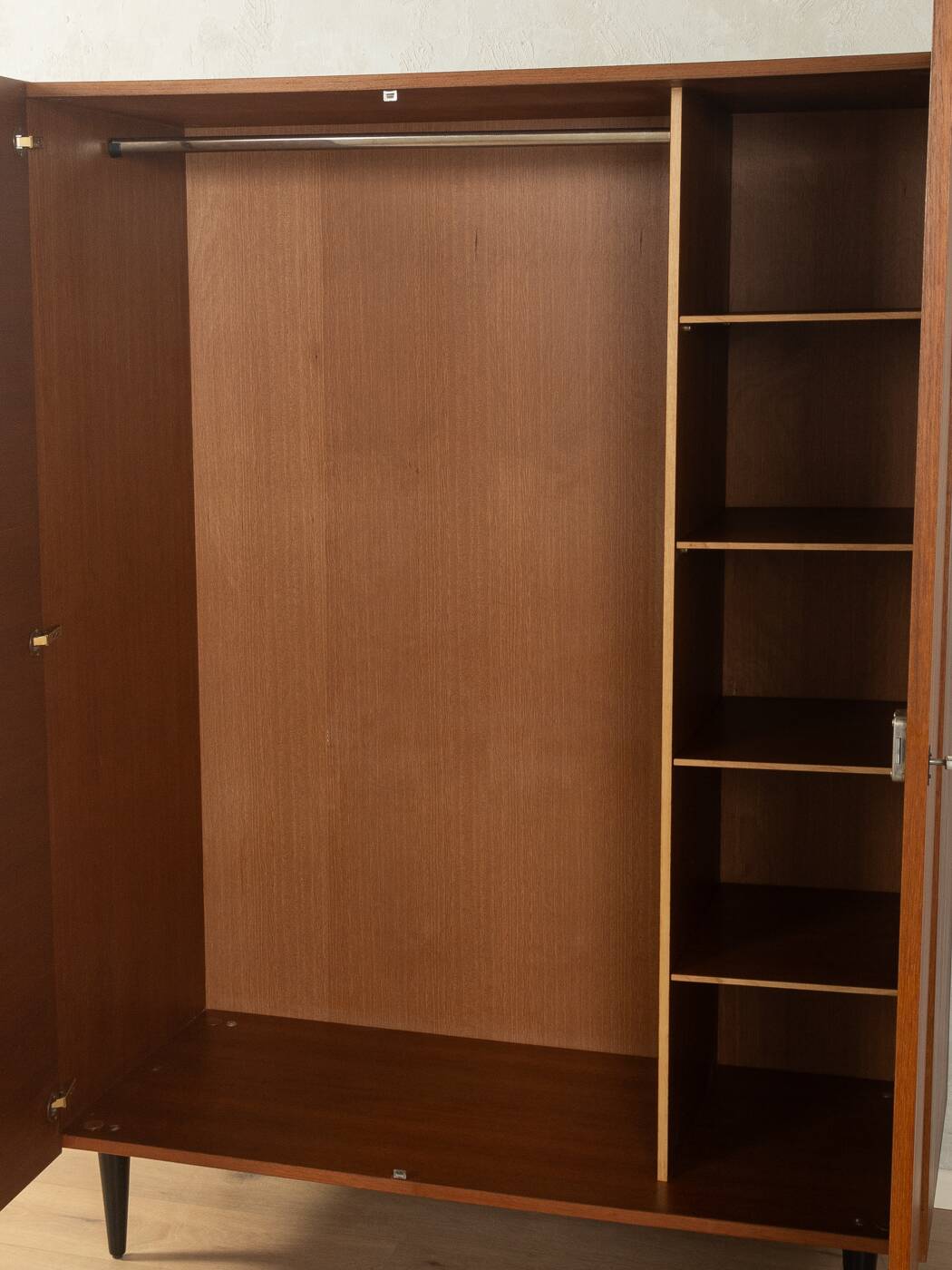 Elegant wardrobe from the 1960s in teak veneer