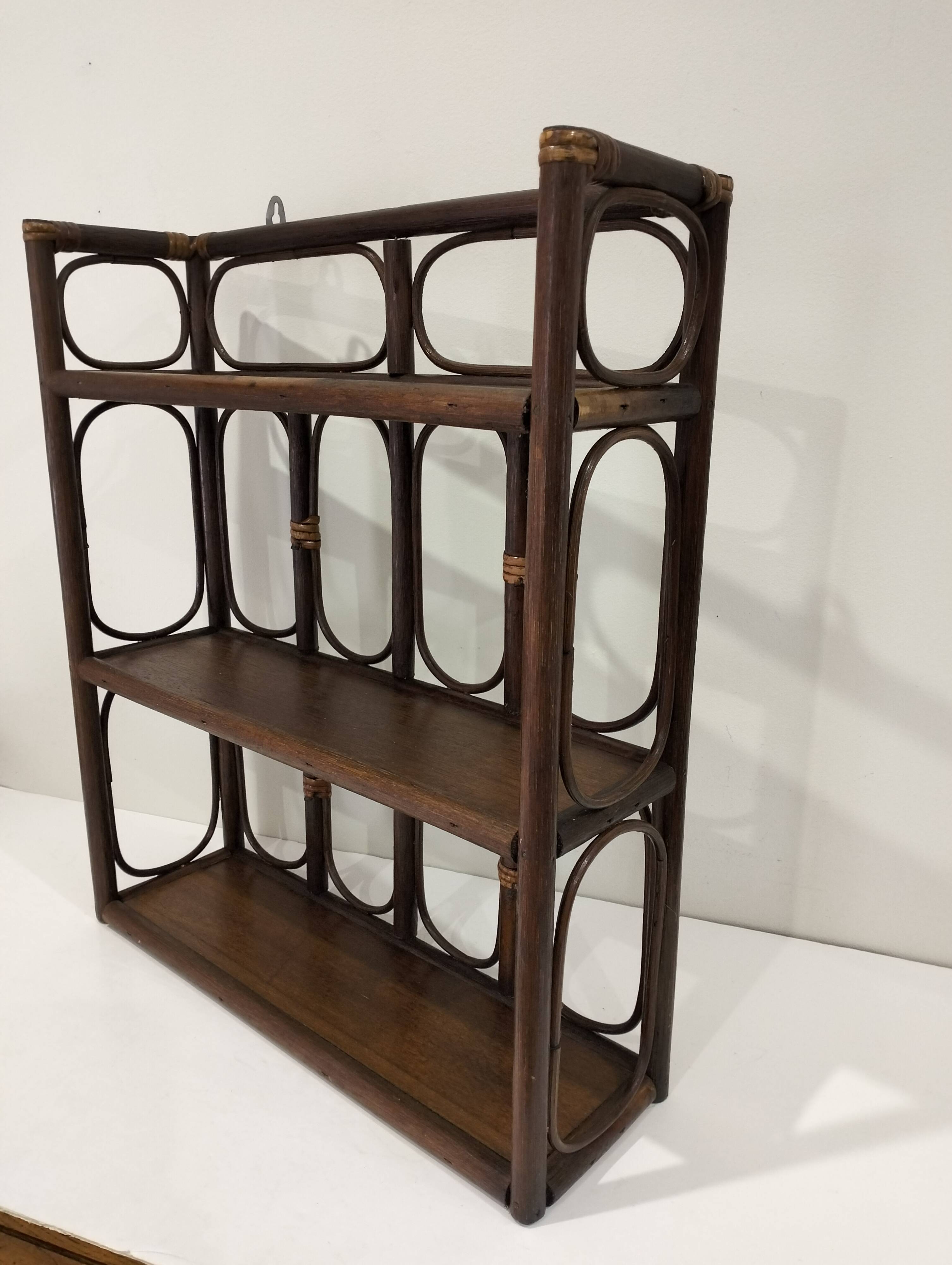 Rattan wall shelf