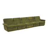 Green velvet vintage element sofa made in the 1970s