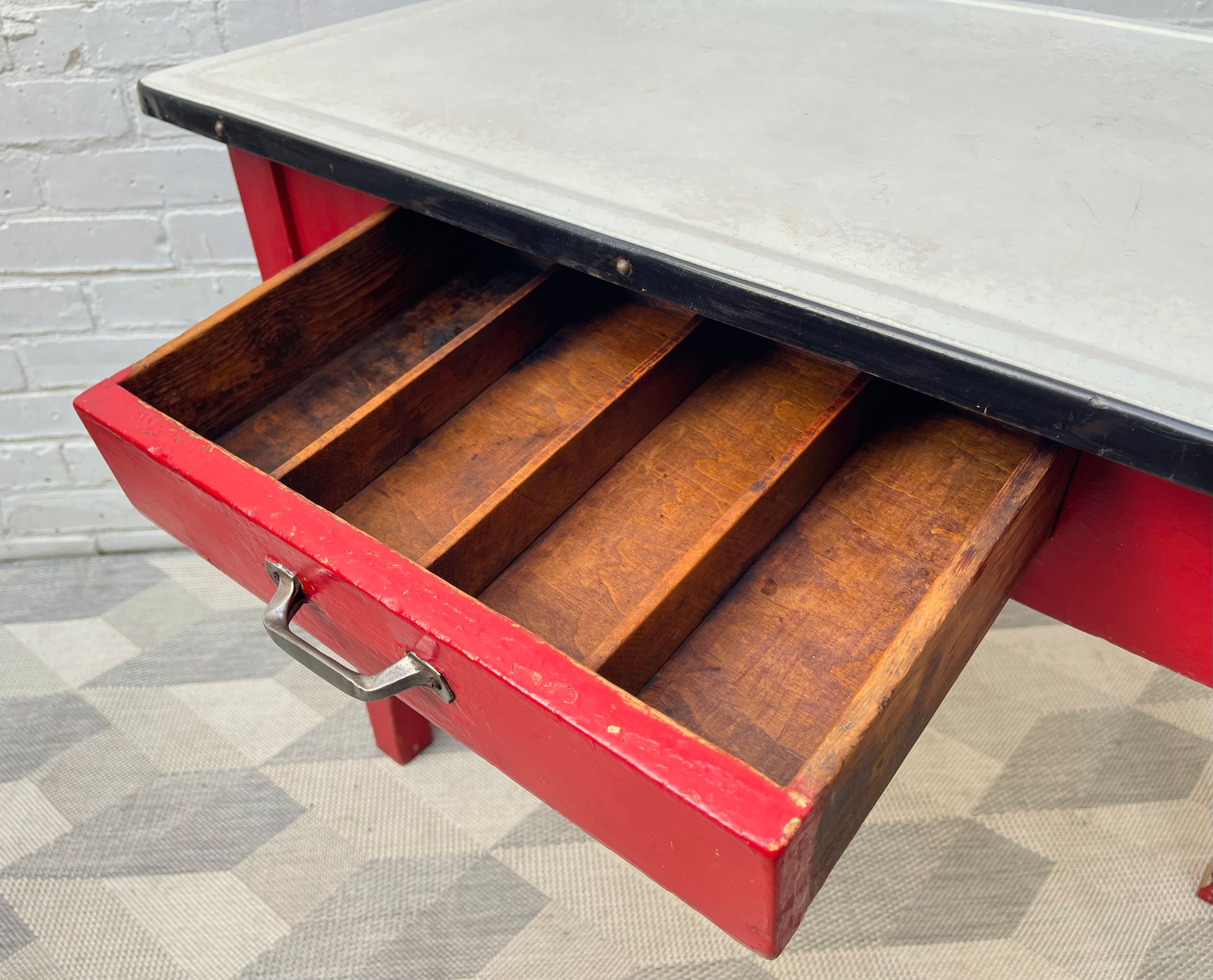 Vintage Kitchen Table with Enamel Top