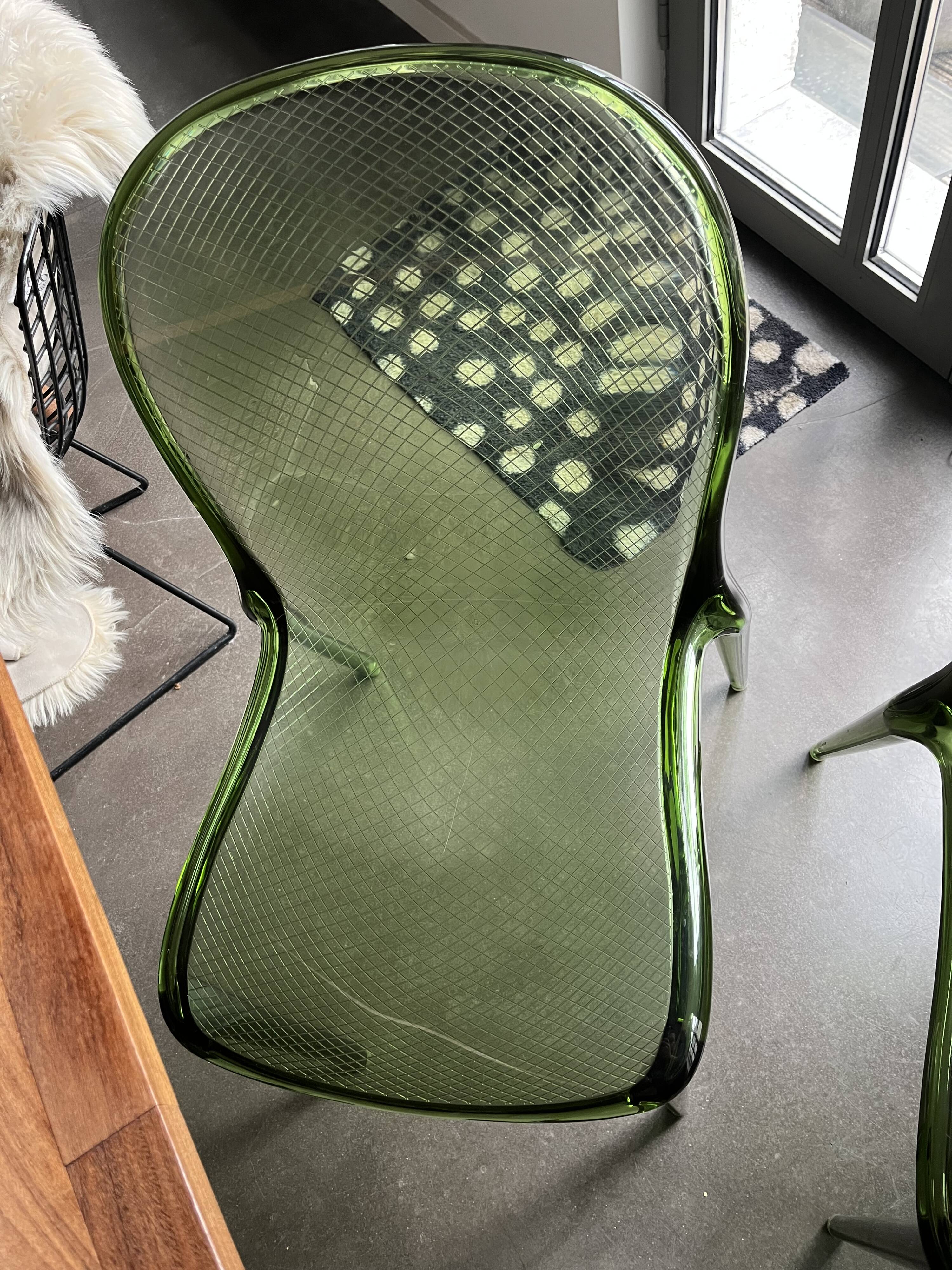 Set of 2 Kartell Thalya Forest Green chairs