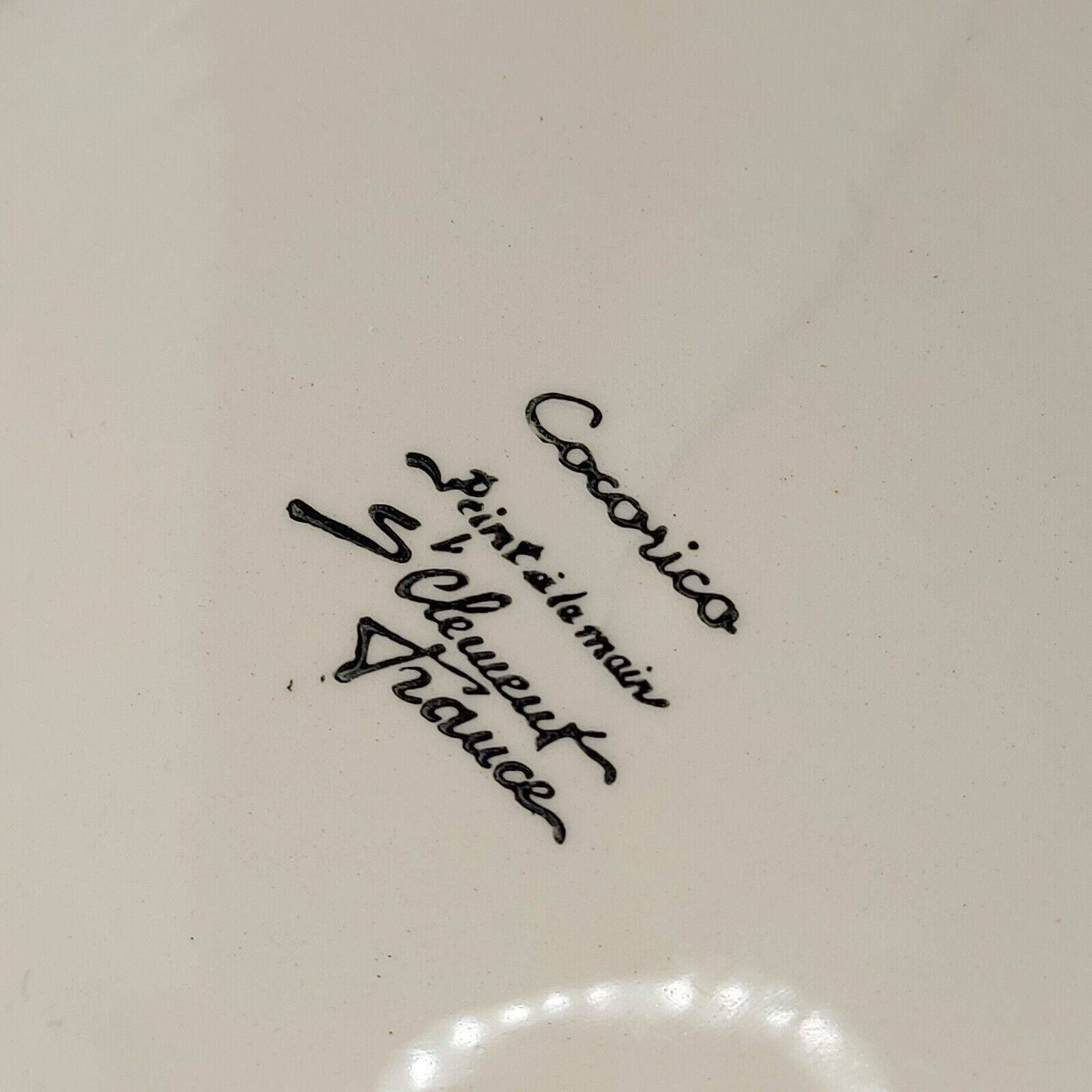 Pair of plates with rooster decor, Cocorico, in ceramic by Saint Clément