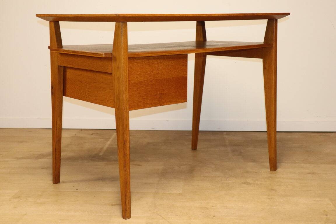 Vintage desk by Roger Landault in oak, 1950