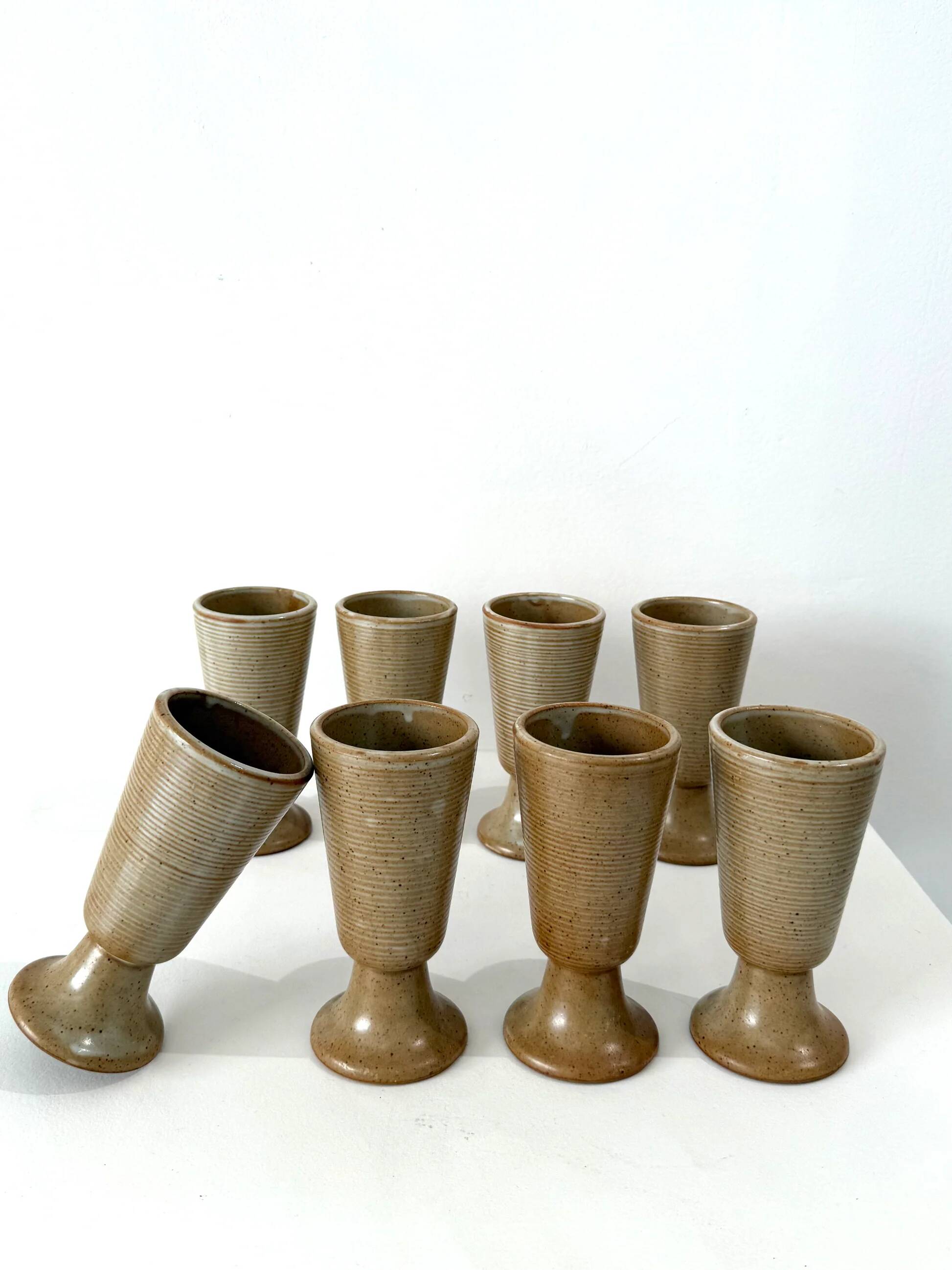 Set of eight mazagrans, stoneware, 1970s