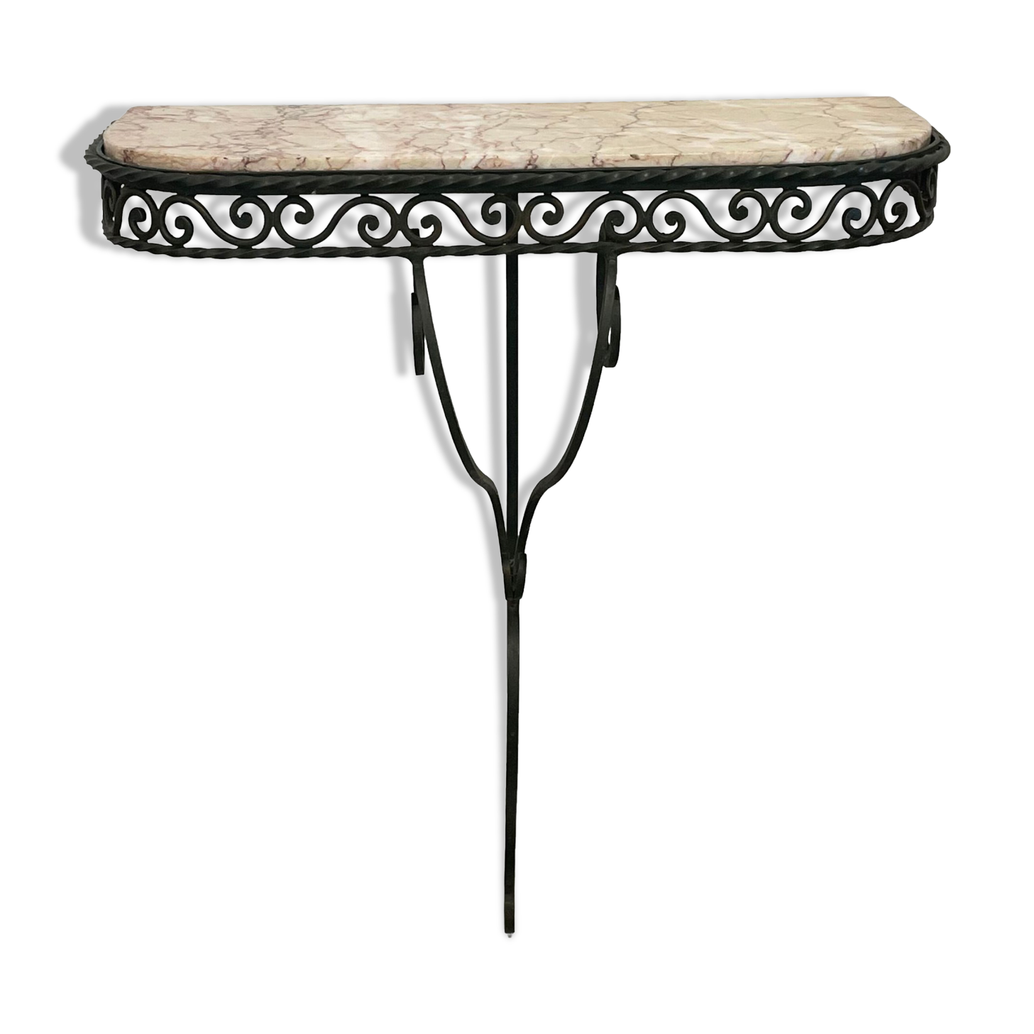 Wrought iron and marble console