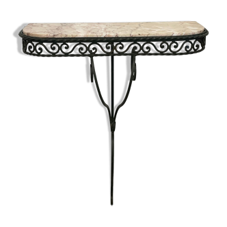 Wrought iron and marble console