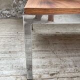 Walnut and modernist chrome coffee table