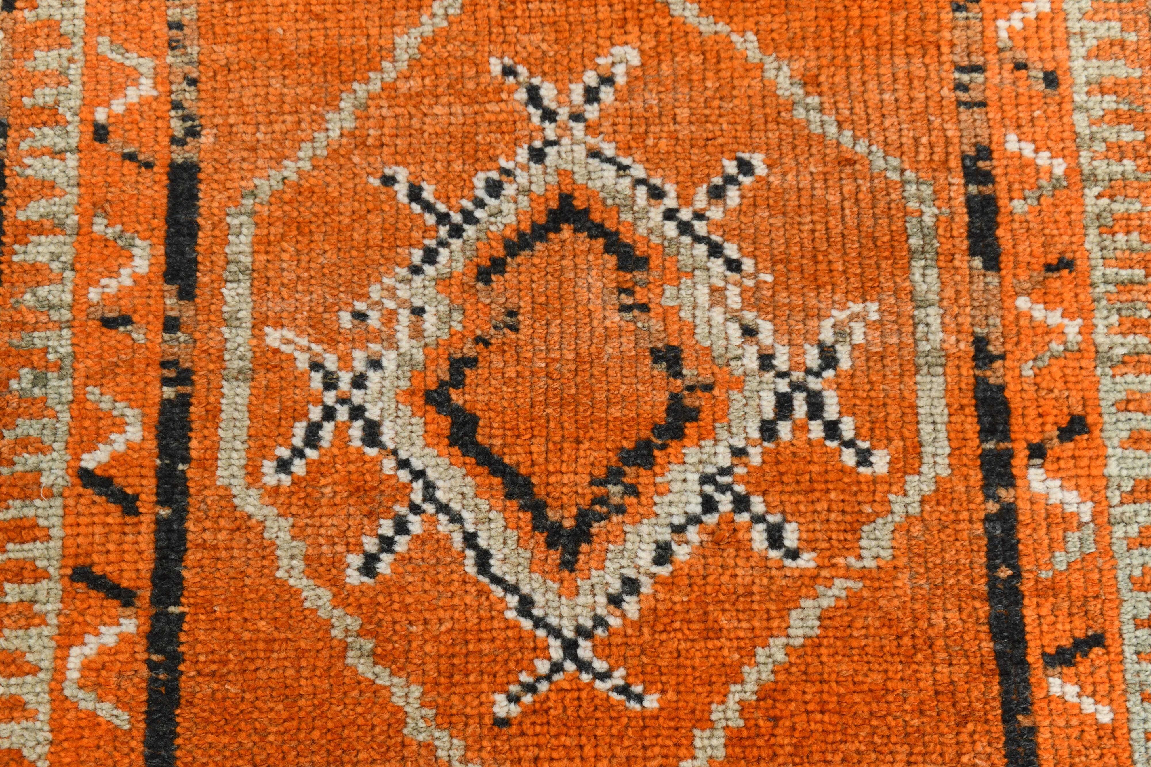 Beige & Orange Vintage Runner Rug, 83x383Cm