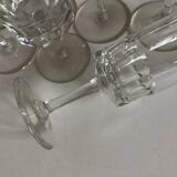 Set of 9 champagne flutes with flat sides in crystal sounding 1960
