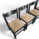 Rare dining set / Italy / 1970s / solid black painted wood / 6 x chair / matching table