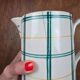 Old pitcher Moulin des Loups with green checks – Decorative vase jug country style