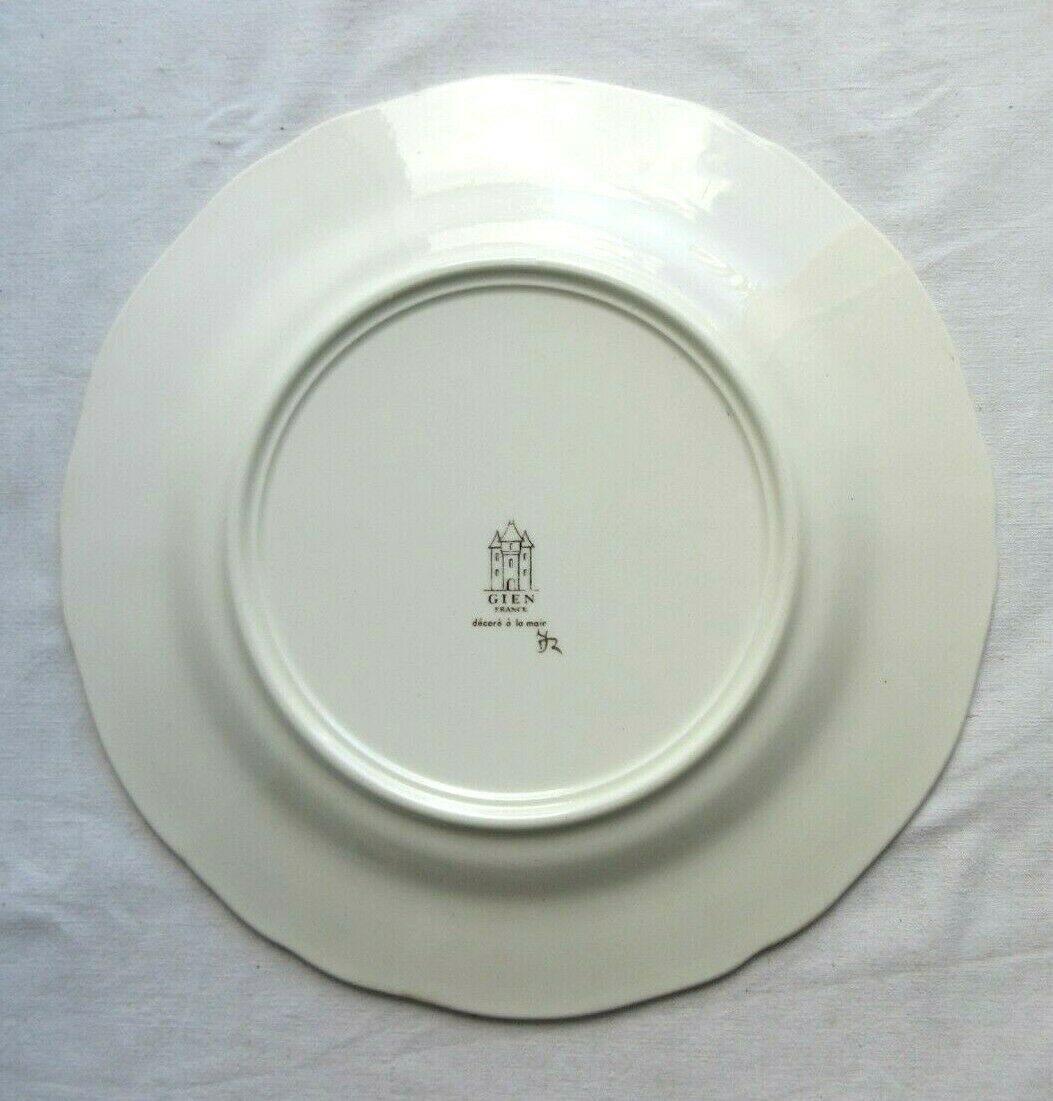 Assiette signée gien, modèle rambouillet: couple de faisans