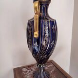 Two-handled baluster vase in late 19th century earthenware from the Gustave Asch factory (1856-1911)
