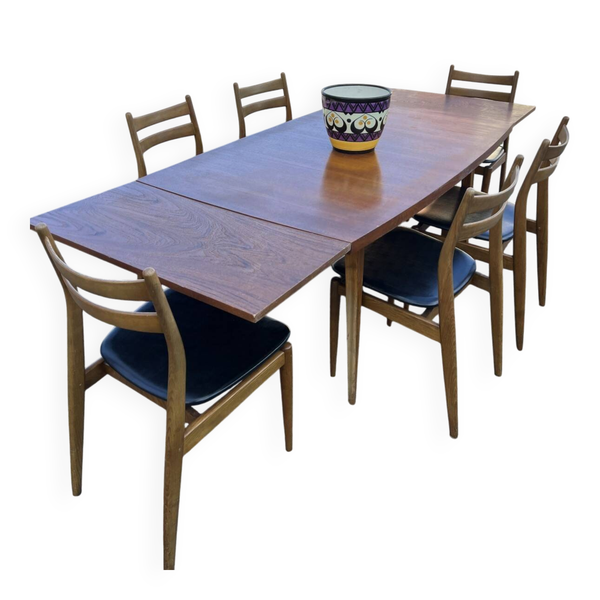 Table avec rallonges en teck, style scandinave, édition eros, vers 1960, dimensions 227x 90 cm