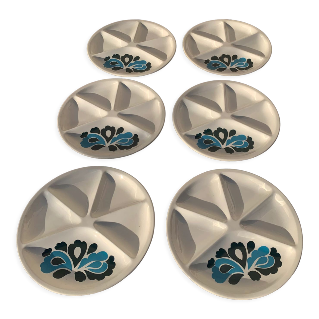 Lot De 5 Assiettes à Fondue Le Creuset - Céramique Blanche