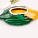 Vintage butter dish with corn cob design and its knife - Vallauris