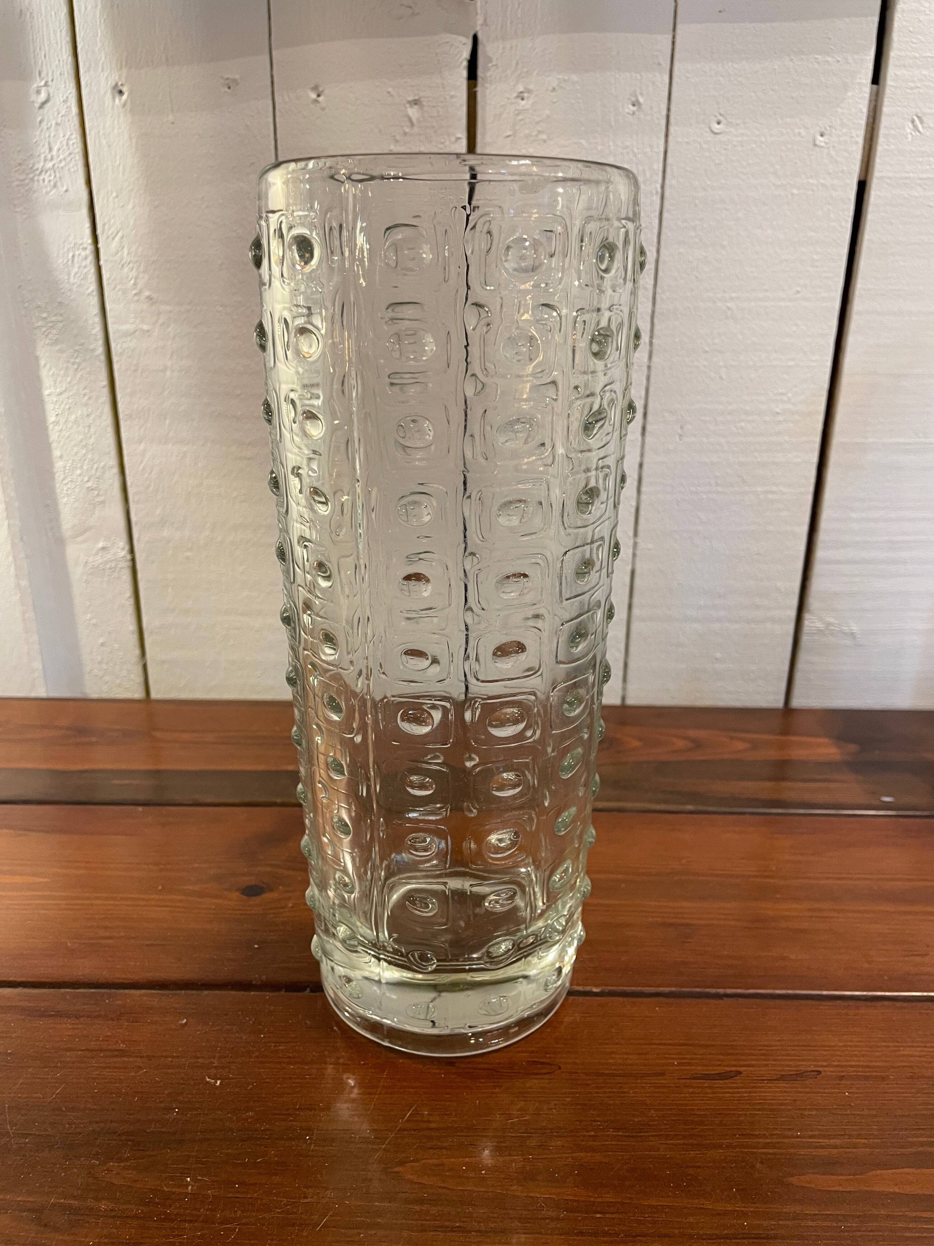 Cylindrical glass vase