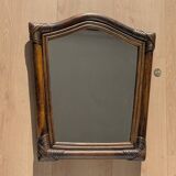 Mirror - Vintage 49x43 cm - Bamboo, Rattan - Patinated wood 1970