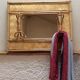 Coat rack with mirror rattan and bamboo