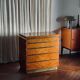 Lacquered elm burl chest of drawers by Jean Claude Mahey, 1970s.