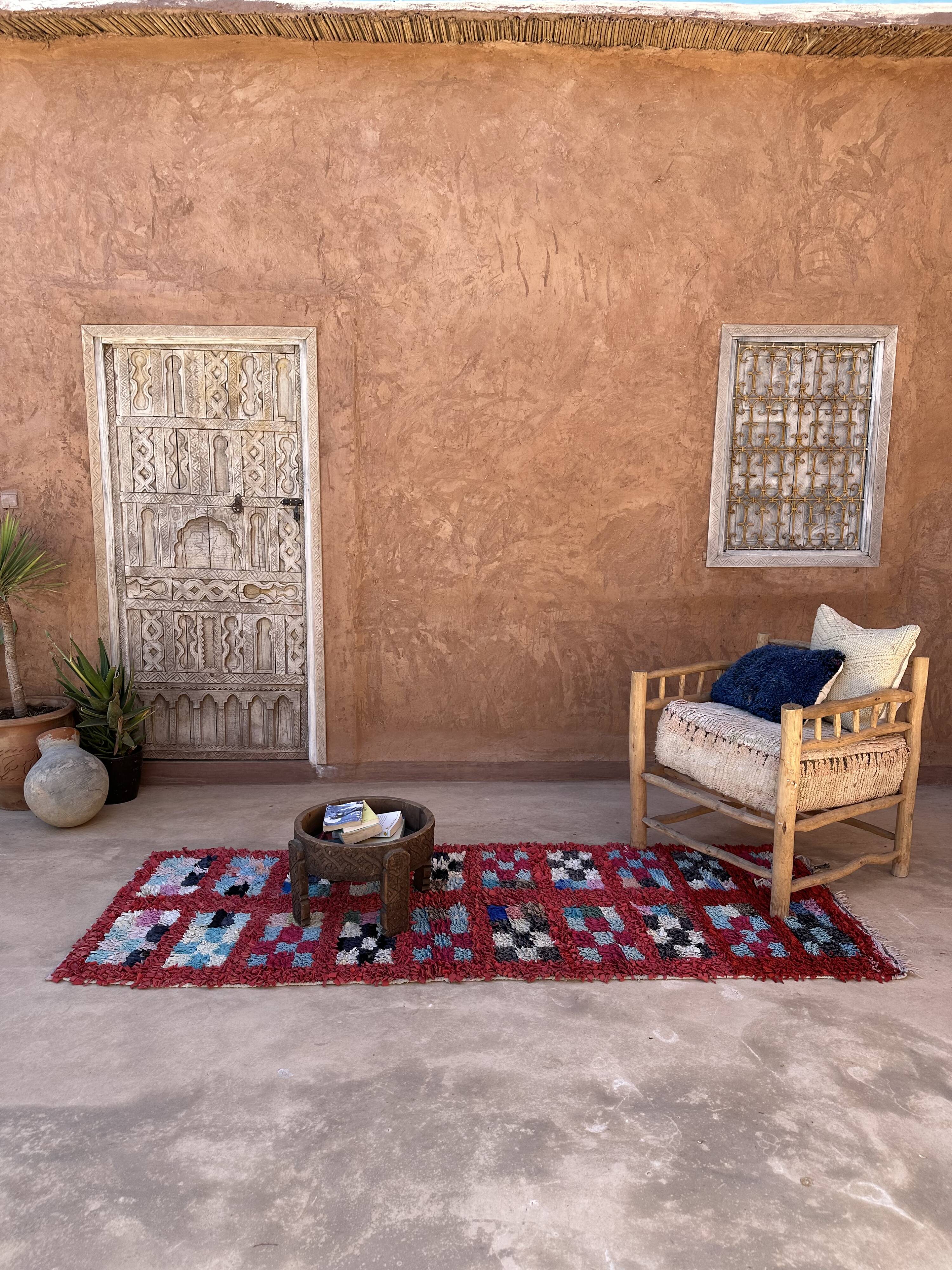 Colorful Boucherouite Moroccan rug - 93 x 245 cm