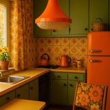 Space Age orange designer chandelier from the 70s