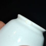 Sarreguemines earthenware milk jug - creamer in bamboo shape with stencil decoration 1920
