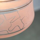 Vintage Italian Chrome and Pink Glass Pendant Lamp