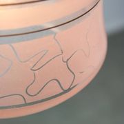 Vintage Italian Chrome and Pink Glass Pendant Lamp