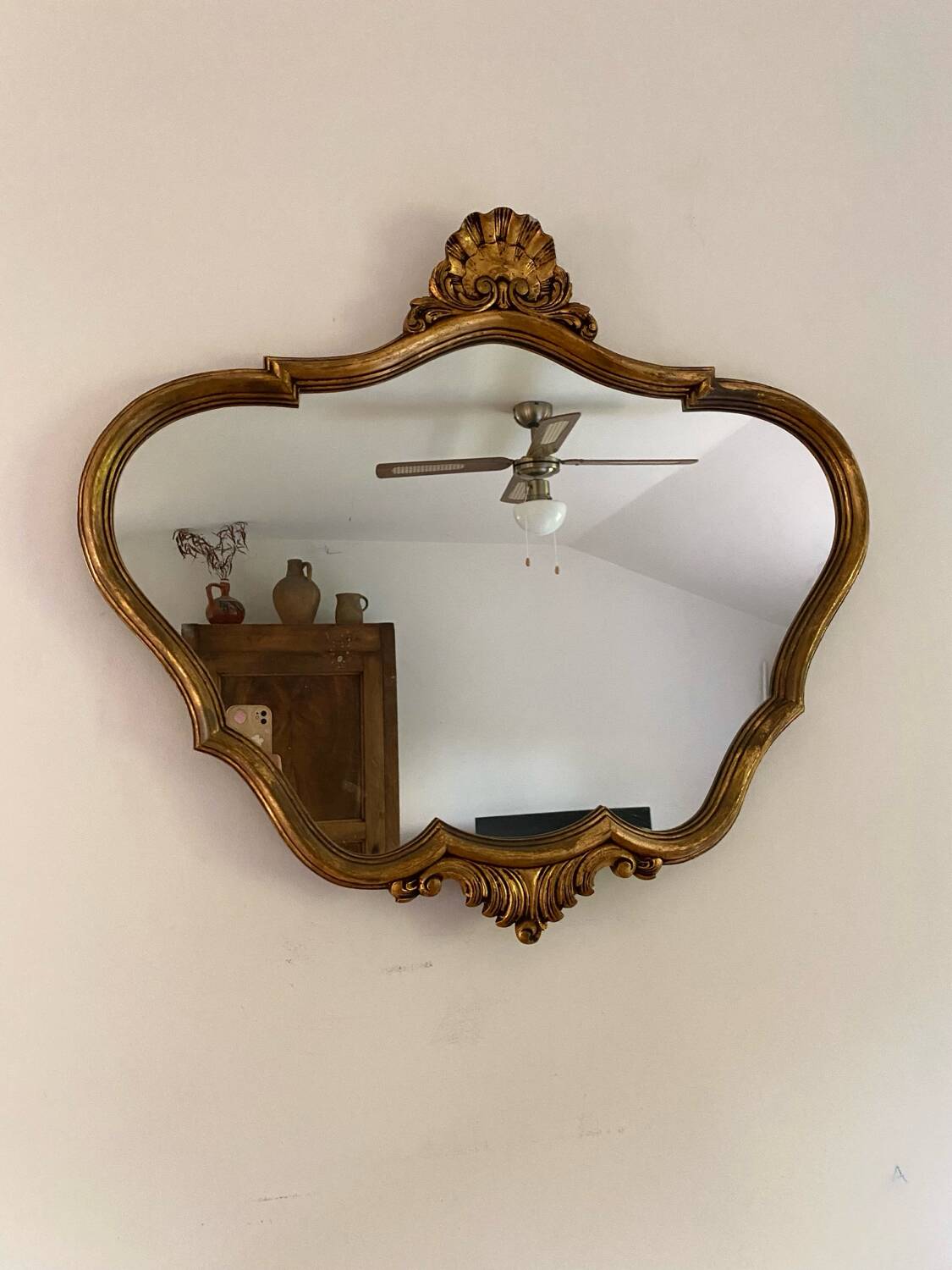 Antique Baroque Shell Mirror