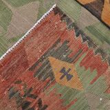 Purple & Orange & Red & Green Kilim Rug, Orientel Kilim Rug 176x390Cm