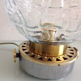 Structured glass globe lamp and metal-brass/ vintage 60s and 70s base