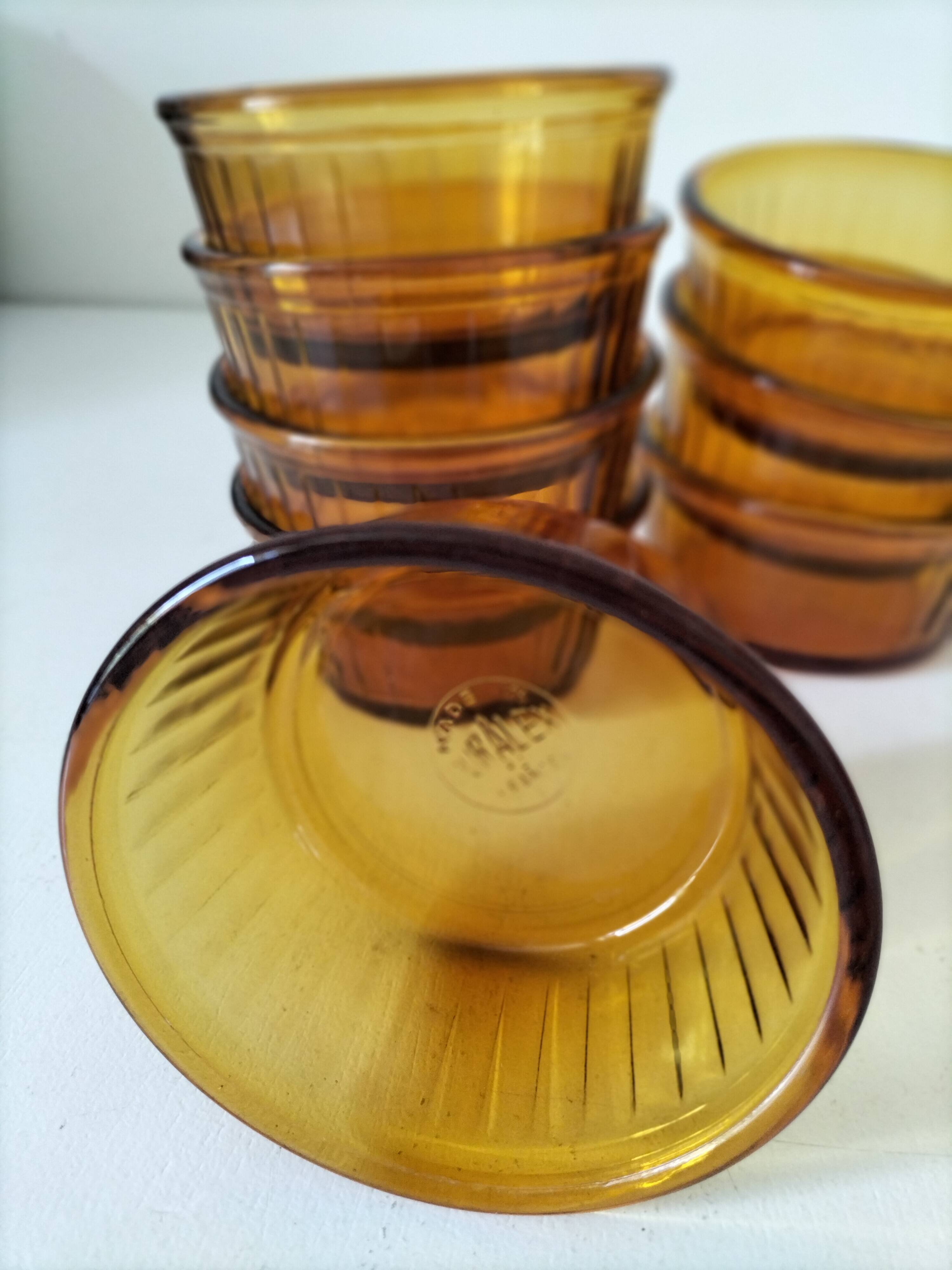 Set of 8 Duralex amber-colored ramekins