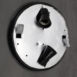 Set of Three Mid-Century Black Flush Mount Lights, 1970s