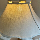 Floor lamp in wood, bamboo and linen