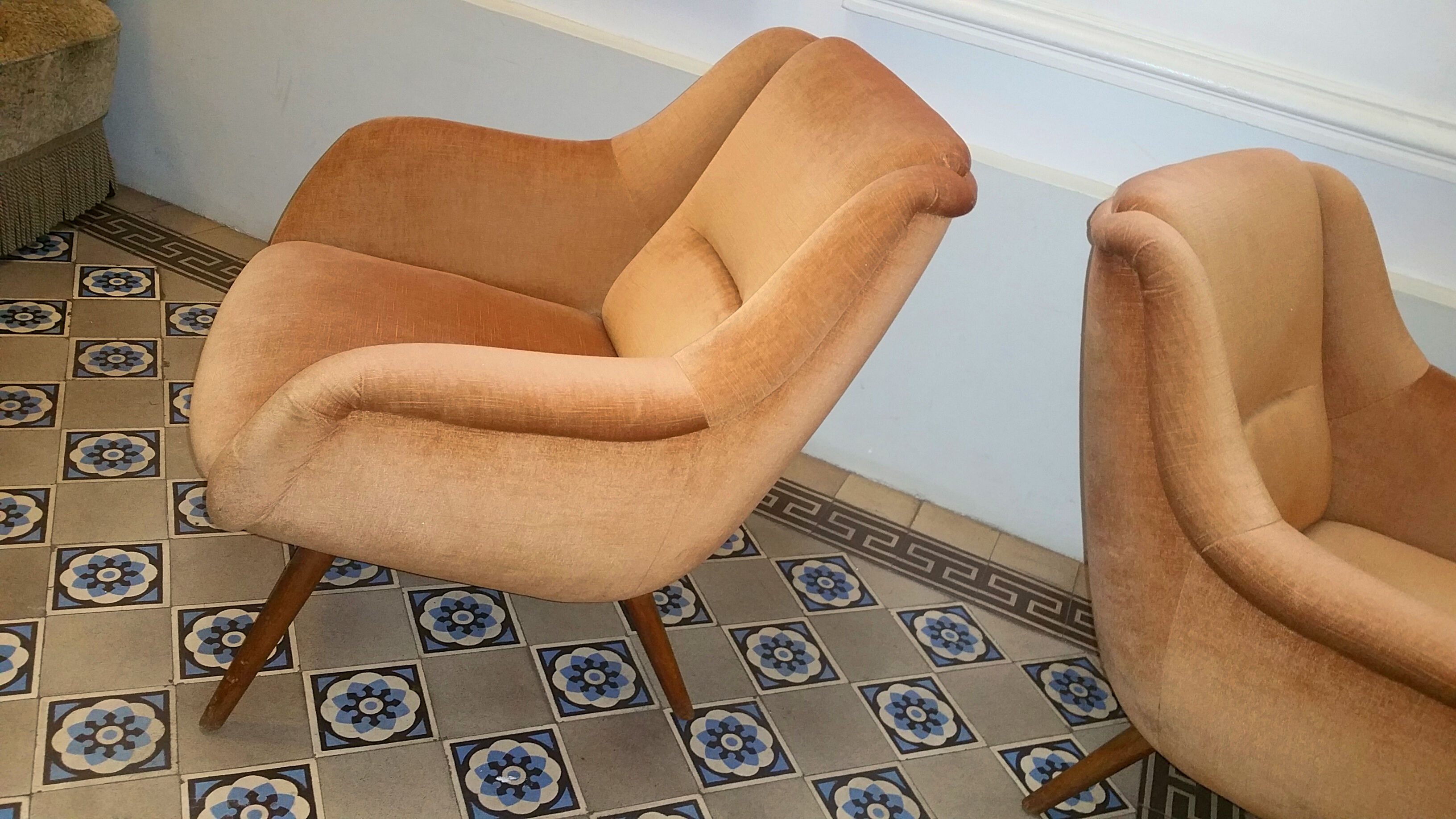 Armchair sculptural vintage 50s copper and restored