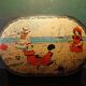 Lithographed sheet metal box " éts au planteur de caiffa " decorations children beach sea boats