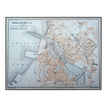 Imprimée en 1902, Carte de Boulogne-sur-Mer, Pas-de-Calais.
