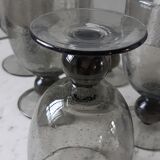 Lot de 6 verres à vin en verre bullé