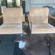 Pair of pomax metal/velvet armchairs