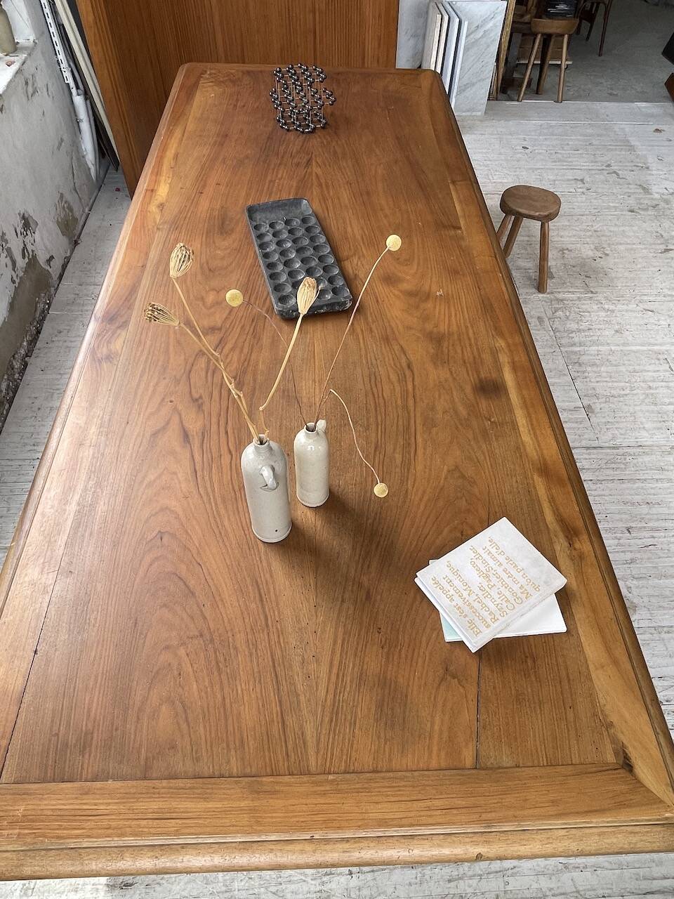 Solid walnut farmhouse castle table 1900 XXL