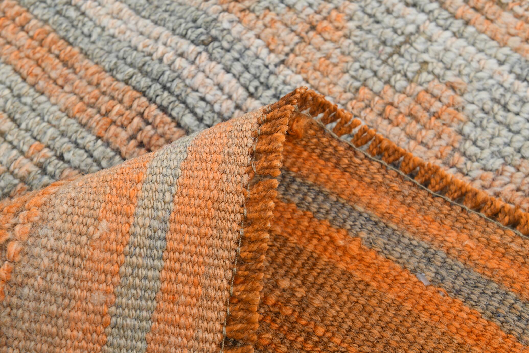 Orange & Green Turkish Runner Rug, 84x368Cm