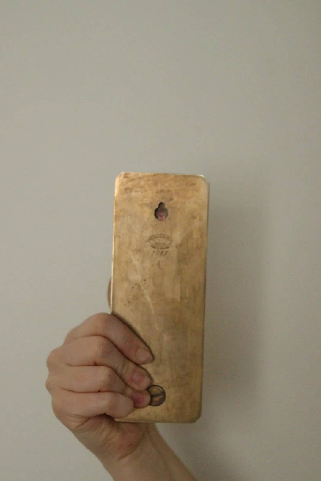 1988, single mid-century Swedish brass sconce by Gusum