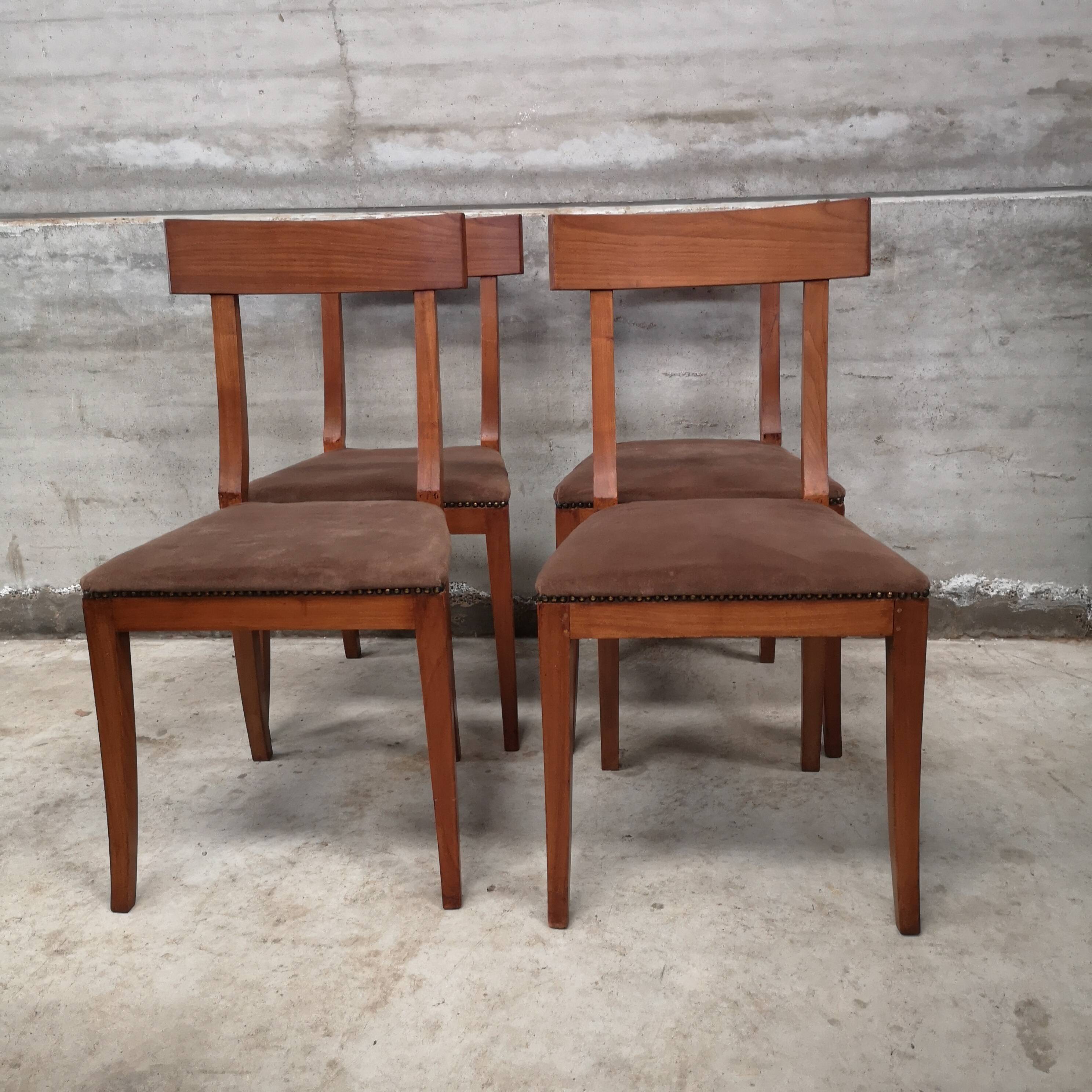 4 Directoire period cherry wood chairs