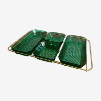 Tray appetizer smoked Arcoroc green and golden years 60