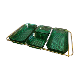 Tray appetizer smoked Arcoroc green and golden years 60